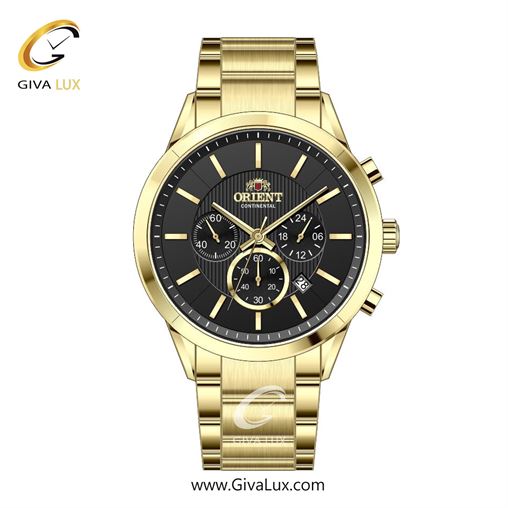 ساعت مچی اورجینال مردانه اورینت (کانتیننتال) | Orient (Continental) سه موتوره کرنوگراف طلایی | طلایی| مشکی| کد رفرنس 106