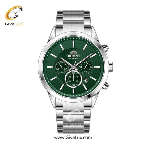 ساعت مچی اورجینال مردانه اورینت (کانتیننتال) | Orient (Continental) سه موتوره کرنوگراف نقره ای | نقره ای| سبز یشمی تیره| کد رفرنس 106