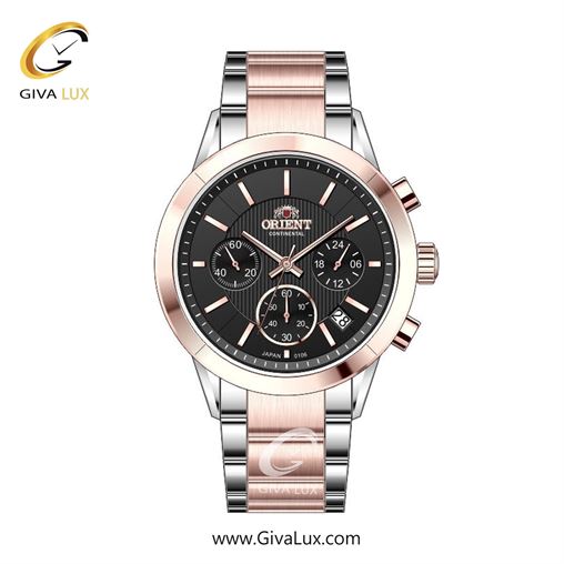 ساعت مچی اورجینال زنانه اورینت (کانتیننتال) | Orient (Continental) سه موتوره کرنوگراف رزگلد | رزگلد-نقره ای| مشکی| کد رفرنس 106