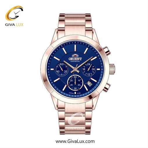 ساعت مچی اورجینال زنانه اورینت (کانتیننتال) | Orient (Continental) سه موتوره کرنوگراف رزگلد | رزگلد| سرمه ای| کد رفرنس 106