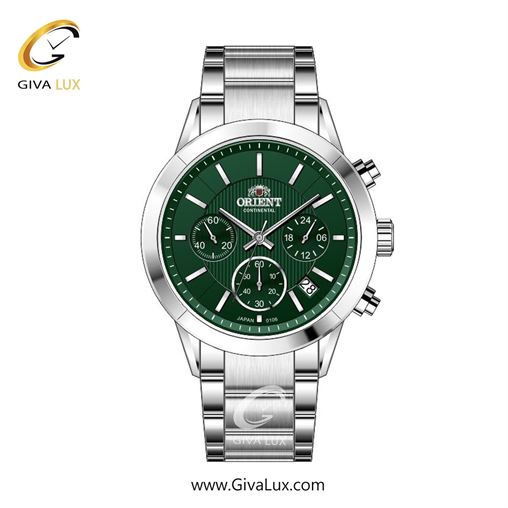 ساعت مچی اورجینال زنانه اورینت (کانتیننتال) | Orient (Continental) سه موتوره کرنوگراف نقره ای | نقره ای| سبز یشمی تیره| کد رفرنس 106