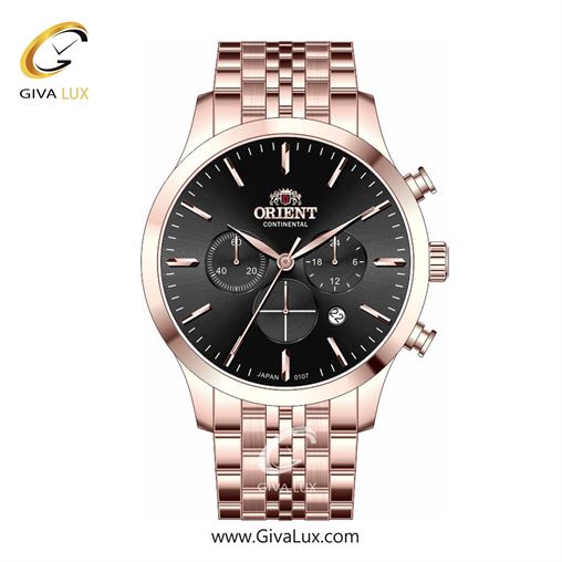 ساعت مچی اورجینال مردانه اورینت (کانتیننتال) | Orient (Continental) سه موتوره کرنوگراف رزگلد | رزگلد| مشکی| کد رفرنس 107