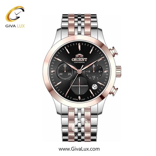 ساعت مچی اورجینال زنانه اورینت (کانتیننتال) | Orient (Continental) سه موتوره کرنوگراف رزگلد | رزگلد-نقره ای| مشکی| کد رفرنس 107