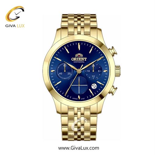 ساعت مچی اورجینال زنانه اورینت (کانتیننتال) | Orient (Continental) سه موتوره کرنوگراف طلایی | طلایی| سرمه ای| کد رفرنس 107