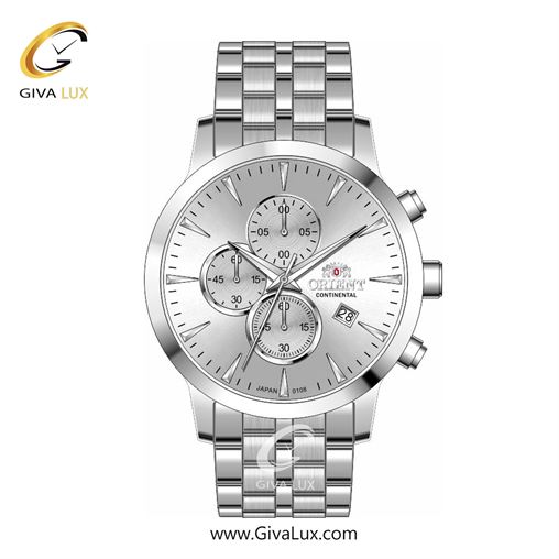 ساعت مچی اورجینال مردانه اورینت (کانتیننتال) | Orient (Continental) سه موتوره کرنوگراف نقره ای | نقره ای| نقره ای| کد رفرنس 108