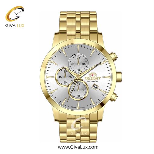 ساعت مچی اورجینال مردانه اورینت (کانتیننتال) | Orient (Continental) سه موتوره کرنوگراف طلایی | طلایی| نقره ای| کد رفرنس 108