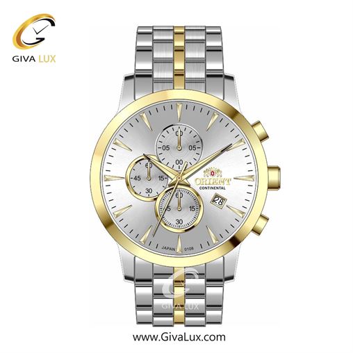 ساعت مچی اورجینال مردانه اورینت (کانتیننتال) | Orient (Continental) سه موتوره کرنوگراف طلایی | طلایی-نقره ای| نقره ای| کد رفرنس 108