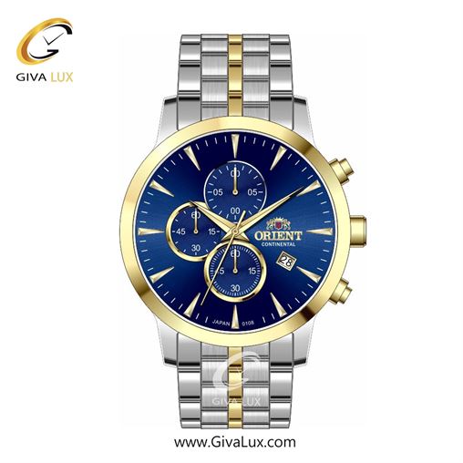 ساعت مچی اورجینال مردانه اورینت (کانتیننتال) | Orient (Continental) سه موتوره کرنوگراف طلایی | نقره ای-طلایی| سرمه ای| کد رفرنس 108