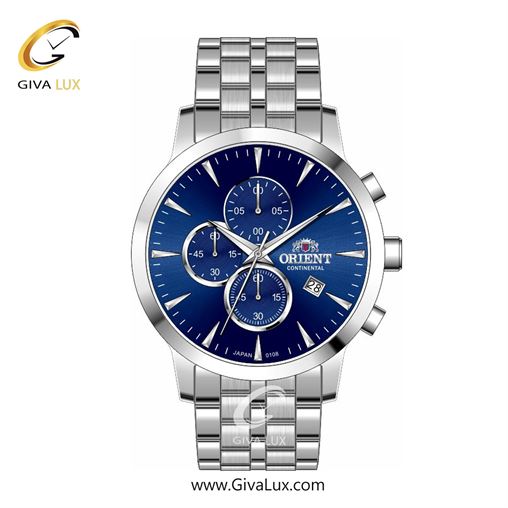 ساعت مچی اورجینال مردانه اورینت (کانتیننتال) | Orient (Continental) سه موتوره کرنوگراف نقره ای | نقره ای| سرمه ای| کد رفرنس 108