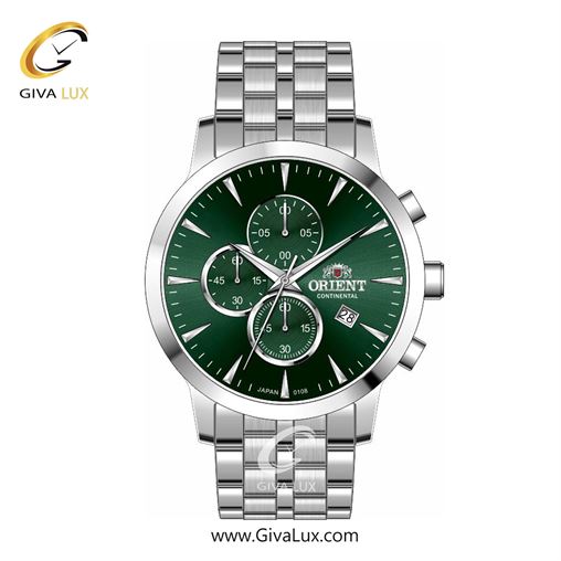 ساعت مچی اورجینال مردانه اورینت (کانتیننتال) | Orient (Continental) سه موتوره کرنوگراف نقره ای | نقره ای| سبز یشمی تیره| کد رفرنس 108