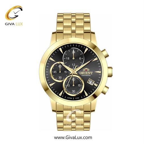 ساعت مچی اورجینال زنانه اورینت (کانتیننتال) | Orient (Continental) سه موتوره کرنوگراف طلایی | طلایی| مشکی| کد رفرنس 108