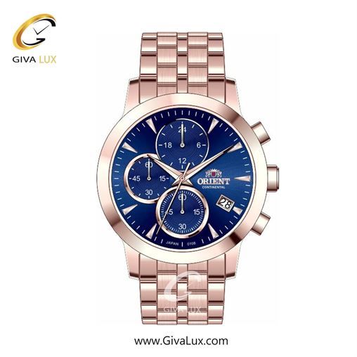 ساعت مچی اورجینال زنانه اورینت (کانتیننتال) | Orient (Continental) سه موتوره کرنوگراف رزگلد | رزگلد| سرمه ای| کد رفرنس 108