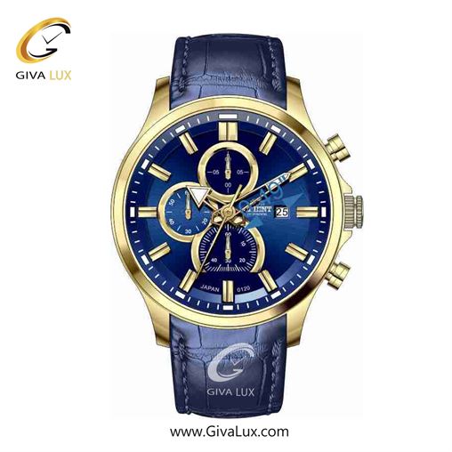 ساعت مچی اورجینال مردانه اورینت (کانتیننتال) | Orient (Continental) سه موتوره کرنوگراف طلایی | سرمه ای| سرمه ای| کد رفرنس 120