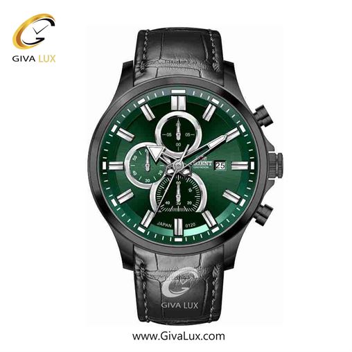 ساعت مچی اورجینال مردانه اورینت (کانتیننتال) | Orient (Continental) سه موتوره کرنوگراف مشکی | مشکی| سبز یشمی تیره| کد رفرنس 120