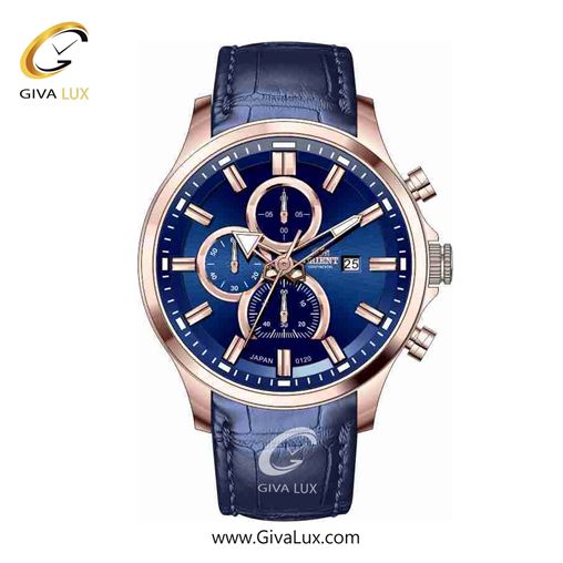 ساعت مچی اورجینال مردانه اورینت (کانتیننتال) | Orient (Continental) سه موتوره کرنوگراف رزگلد | سرمه ای| سرمه ای| کد رفرنس 120