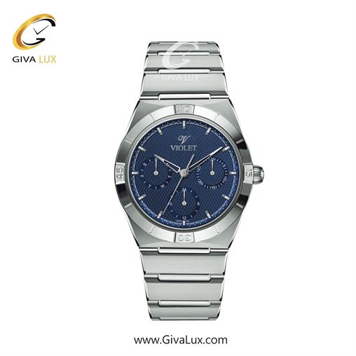 ساعت مچی اورجینال زنانه ویولت VIOLET سه موتوره فول تایم نقره ای | نقره ای| آبی| کد رفرنس 0614