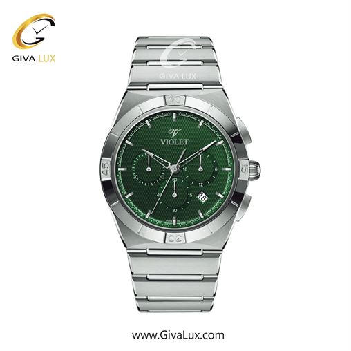 ساعت مچی اورجینال مردانه ویولت VIOLET سه موتوره کرنوگراف نقره ای | نقره ای| سبز| کد رفرنس 0614