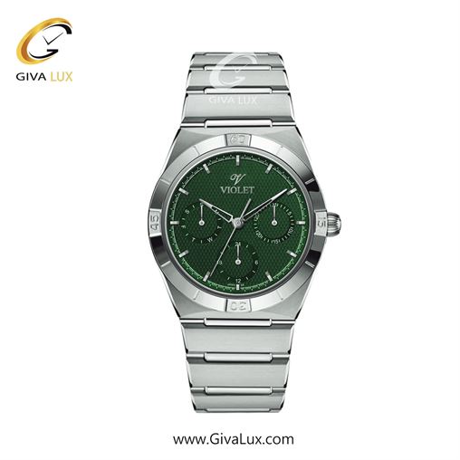 ساعت مچی اورجینال زنانه ویولت VIOLET سه موتوره فول تایم نقره ای | نقره ای| سبز| کد رفرنس 0614