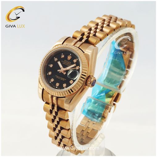 ساعت مچی زنانه فول استیل رولکس مدل دیت جاست رزگلد | رزگلد| مشکی|