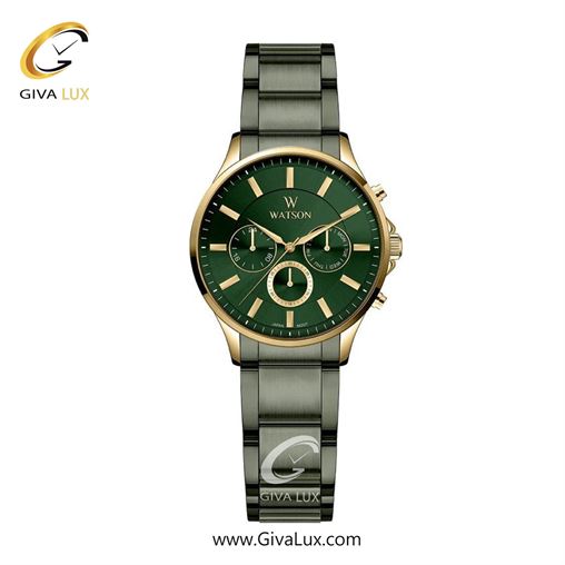 ساعت مچی اورجینال زنانه واتسون | WATSON سه موتوره فول تایم طلایی | تیتانیوم| سبز| کد رفرنس W 1187L-570