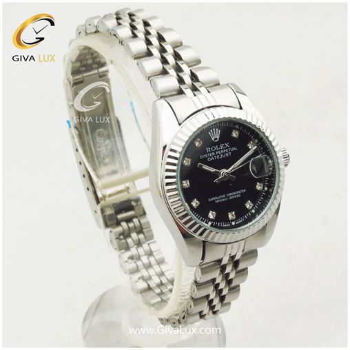 ساعت مچی زنانه فول استیل رولکس مدل دیت جاست نقره ای | نقره ای| مشکی|