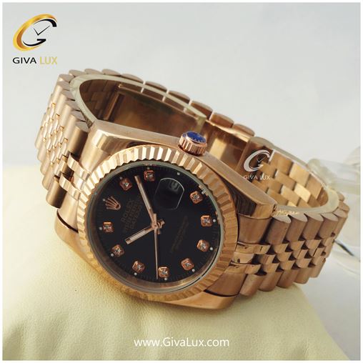 ساعت مچی مردانه فول استیل رولکس مدل دیت جاست رزگلد | رزگلد| مشکی|