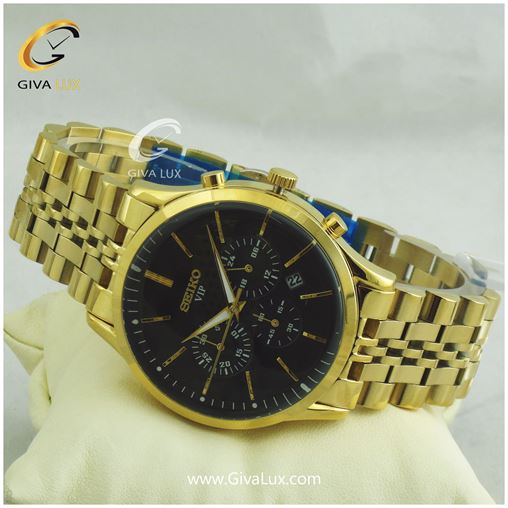 ساعت مچی مردانه سه موتوره کرنوگراف فول استیل طلایی سیکو