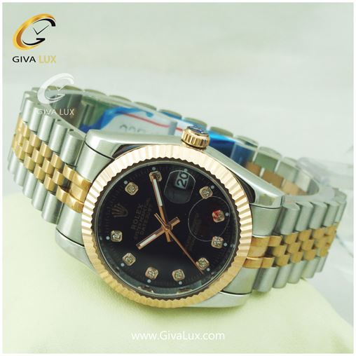 ساعت مچی مردانه فول استیل رولکس مدل دیت جاست رزگلد | نقره ای| مشکی|