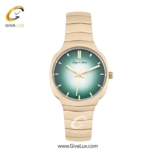 ساعت مچی اورجینال زنانه LdA | لوئیجی د آنا | Luigi d'Ana طلایی | طلایی| نقره ای-سبز| کد رفرنس 2481