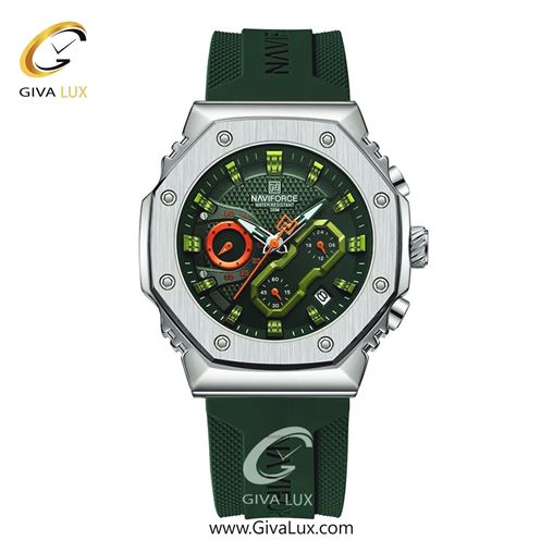 ساعت مچی اورجینال ناوی فورس مردانه سه موتوره کرنوگراف نقره ای | سبز | سبز | کد رفرنس NF8035-S/GN/GN