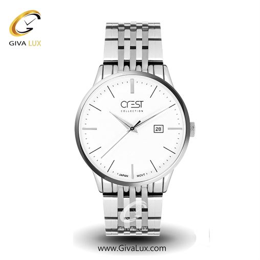 ساعت مچی اورجینال مردانه کرست | Crest  نقره ای | نقره ای| سفید| کد رفرنس Crest 6025-2