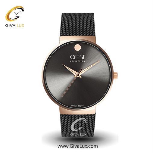 ساعت مچی اورجینال مردانه کرست | Crest  رزگلد | مشکی| مشکی| کد رفرنس Crest 6028-3
