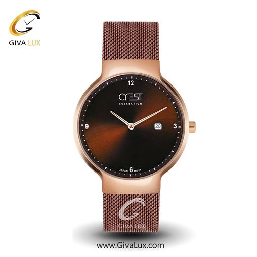 ساعت مچی اورجینال مردانه کرست | Crest  رزگلد | قهوه ای| قهوه ای| کد رفرنس Crest 6029-5