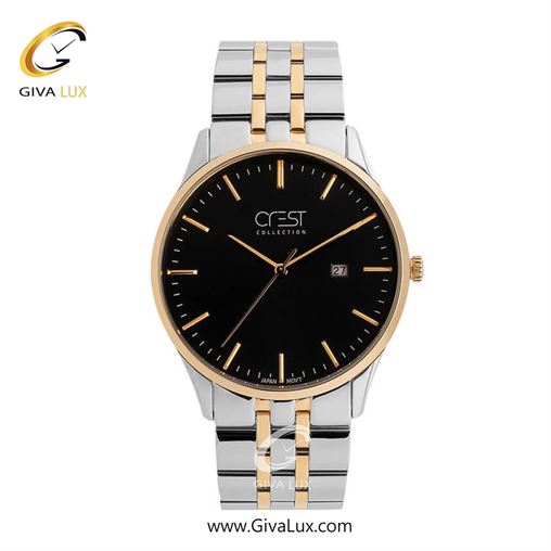 ساعت مچی اورجینال مردانه کرست | Crest  طلایی | نقره ای-طلایی| مشکی| کد رفرنس Crest 6703-3