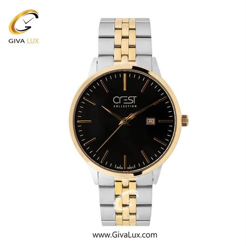 ساعت مچی اورجینال مردانه کرست | Crest  طلایی | نقره ای-طلایی| مشکی| کد رفرنس Crest 6705-3