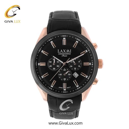 ساعت مچی اورجینال زنانه لاکسمی | LAXMI سه موتوره کرنوگراف رزگلد-مشکی | مشکی| مشکی| کد رفرنس 8533-4