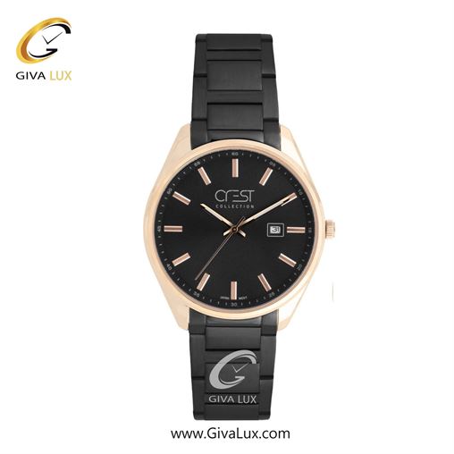 ساعت مچی اورجینال مردانه کرست | Crest  رزگلد | مشکی| مشکی| کد رفرنس Crest 9058-7