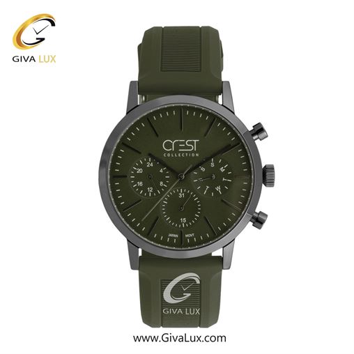 ساعت مچی اورجینال مردانه کرست | Crest سه موتوره فول تایم تیتانیوم | زیتونی| زیتونی| کد رفرنس Crest 9062-9