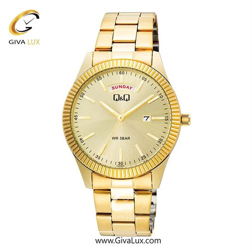 ساعت مچی اورجینال مردانه کیو اند کیو Q&Q طلایی | طلایی| طلایی| کد رفرنس A14A-001PY