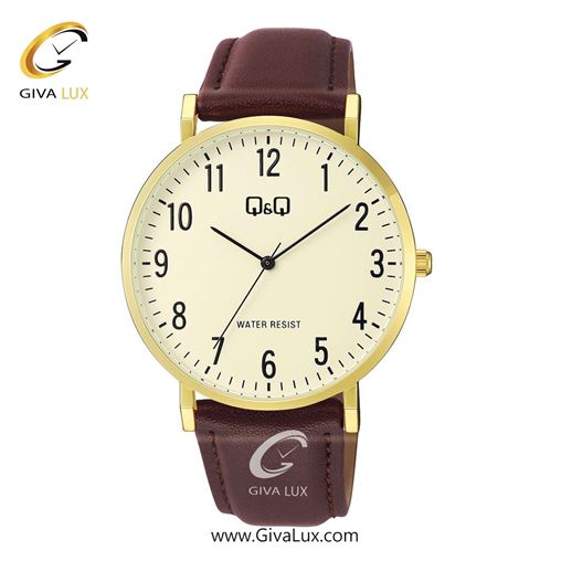 ساعت مچی اورجینال مردانه کیو اند کیو Q&Q طلایی | قهوه ای| طلایی| کد رفرنس C43A-004PY