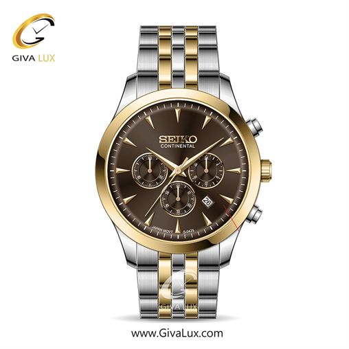 ساعت مچی اورجینال مردانه سیکو (کانتیننتال) | Seiko (Continental)  سه موتوره کرنوگراف طلایی | طلایی-نقره ای| قهوه ای| کد رفرنس 0425