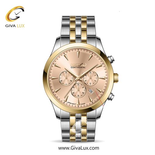 ساعت مچی اورجینال مردانه سیکو (کانتیننتال) | Seiko (Continental)  سه موتوره کرنوگراف طلایی | نقره ای-طلایی| رزگلد| کد رفرنس 0425