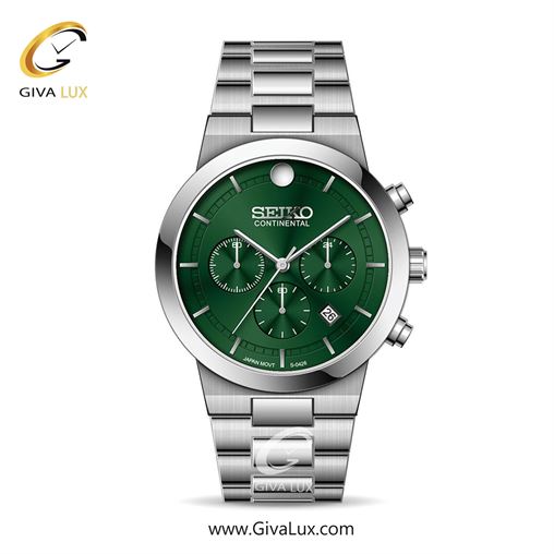 ساعت مچی اورجینال مردانه سیکو (کانتیننتال) | Seiko (Continental)  سه موتوره کرنوگراف نقره ای | نقره ای| سبز یشمی تیره| کد رفرنس 0426