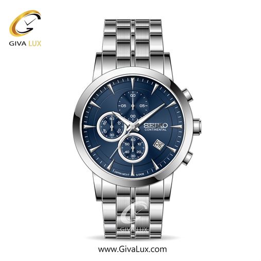 ساعت مچی اورجینال مردانه سیکو (کانتیننتال) | Seiko (Continental)  سه موتوره کرنوگراف نقره ای | نقره ای| سرمه ای| کد رفرنس 0428
