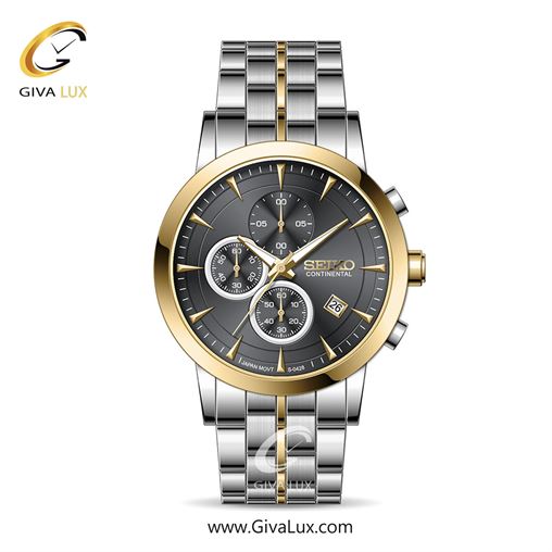 ساعت مچی اورجینال مردانه سیکو (کانتیننتال) | Seiko (Continental)  سه موتوره کرنوگراف طلایی | طلایی-نقره ای| دودی|تیتانیوم| کد رفرنس 0428