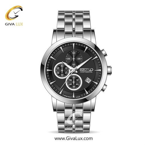 ساعت مچی اورجینال مردانه سیکو (کانتیننتال) | Seiko (Continental)  سه موتوره کرنوگراف نقره ای | نقره ای| مشکی| کد رفرنس 0428