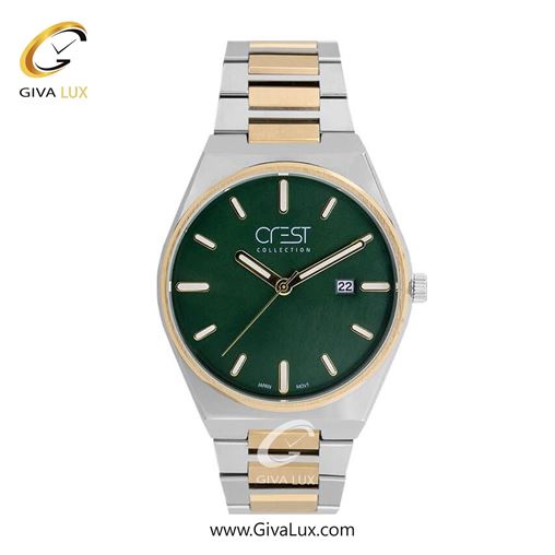 ساعت مچی اورجینال مردانه کرست طلایی | نقره ای-طلایی| سبز یشمی تیره| کد رفرنس Crest 6287-2