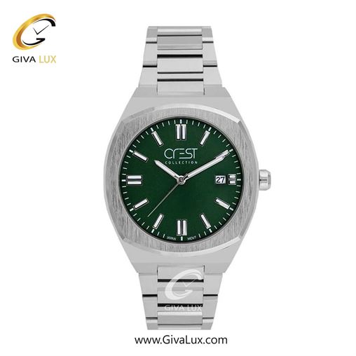 ساعت مچی اورجینال مردانه کرست نقره ای | نقره ای| سبز یشمی تیره| کد رفرنس Crest 6292-1