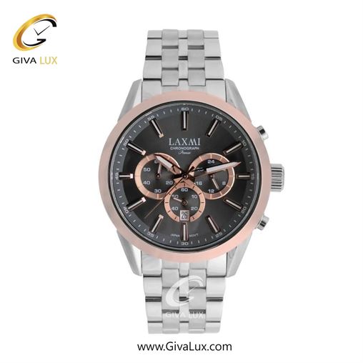 ساعت مچی اورجینال مردانه لاکسمی سه موتوره کرنوگراف رزگلد | نقره ای| دودی|تیتانیوم| کد رفرنس 8543-15G
