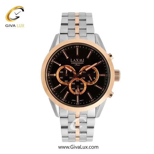 ساعت مچی اورجینال مردانه لاکسمی سه موتوره کرنوگراف رزگلد | نقره ای-رزگلد| مشکی| کد رفرنس 8543-16G